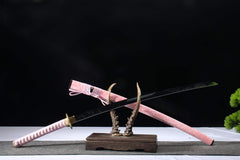 Rose Mist 5160 spring steel katana in blush pink / white mottle product photo 4
