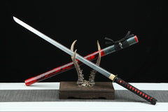 魔女 chokuto product detail image 4 showing blade, saya, and fittings