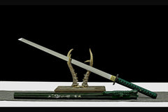 绿幽 chokuto product detail image 4 showing blade, saya, and fittings