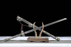 牡丹花开唐刀 chinese sword product detail image 4 showing blade, saya, and fittings