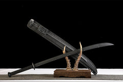 寂静者-单手雁翎刀 chinese sword product detail image 4 showing blade, saya, and fittings