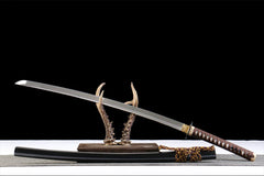 玄金棕纹 katana product detail image 4 showing blade, saya, and fittings