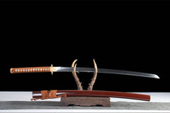 绯金流影 katana product detail image 4 showing blade, saya, and fittings