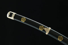 黑魔太刀 tachi product detail image 4 showing blade, saya, and fittings