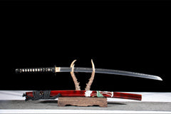 赤轮花影 katana product detail image 4 showing blade, saya, and fittings