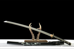 黑芒剑 katana product detail image 4 showing blade, saya, and fittings