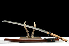 棕芒 katana product detail image 4 showing blade, saya, and fittings