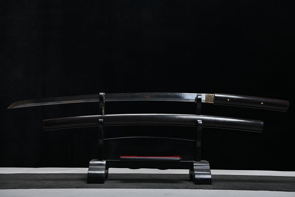 28 Inch Ebony Wood T10 Steel Shirasaya Katan - Shadow (くらかげ) by NIMOFAN Katana丨Japanese sword, perfect for martial arts and collectors.
