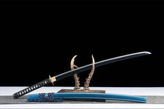 Upper saya close-up of 松间鹤唳 highlighting the orchid blue shimmer finish
