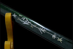 绿幽 chokuto product detail image 5 showing blade, saya, and fittings