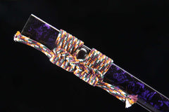 Amethyst Bloom 5160 spring steel katana in amethyst purple / multicolor cord product photo 6