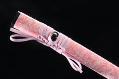 Rose Mist 5160 spring steel katana in blush pink / white mottle product photo 6