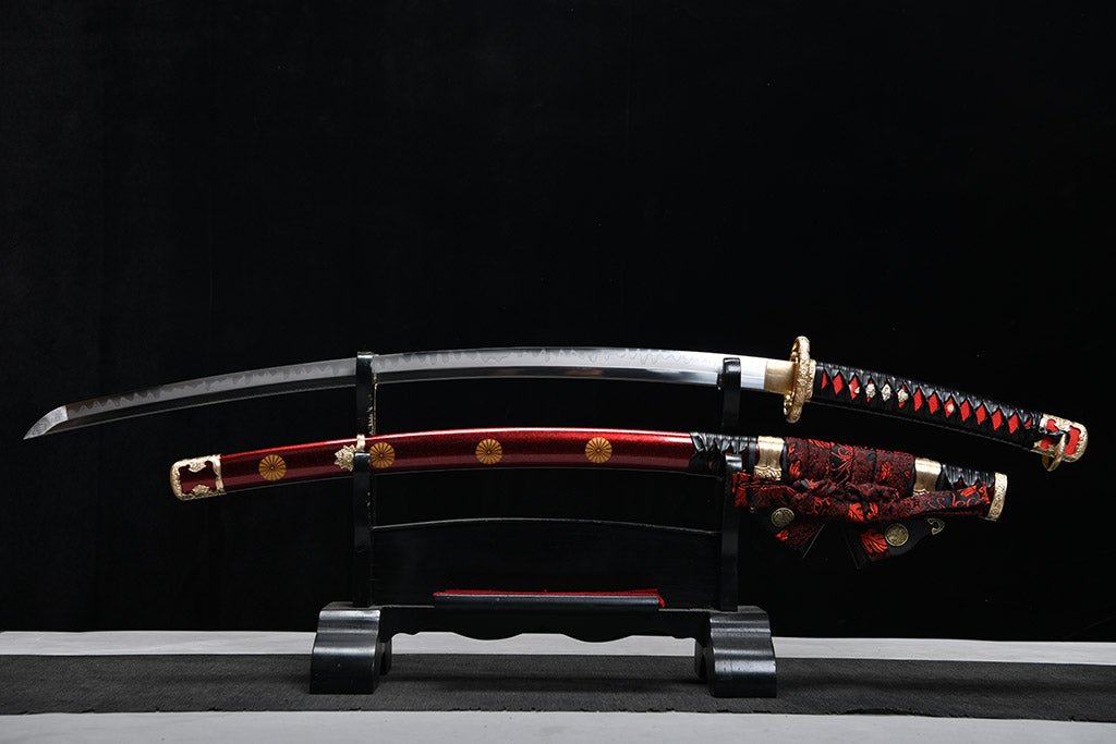28 Inch T10 Steel Samurai Tachi - Chrysanthemum Royal (きくもんしんし) by NIMOFAN Katana丨Japanese sword, perfect for martial arts and collectors.