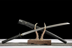夜烬·星陨 katana product detail image 6 showing blade, saya, and fittings