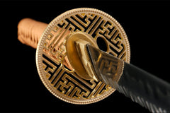 黑金棕络 katana product detail image 6 showing blade, saya, and fittings