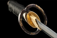 檀棕金络 tanto product detail image 6 showing blade, saya, and fittings