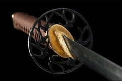 赤金绯刃 katana product detail image 6 showing blade, saya, and fittings