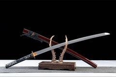 赤夜行者 katana product detail image 6 showing blade, saya, and fittings