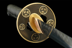 暗金 katana product detail image 6 showing blade, saya, and fittings