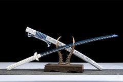 蓝雪银鳞 katana product detail image 6 showing blade, saya, and fittings