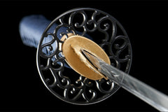 青渊耀金 katana product detail image 6 showing blade, saya, and fittings