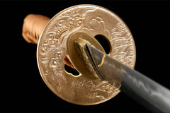 绯樱斩月 katana product detail image 6 showing blade, saya, and fittings