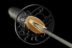 焰金黑柄 katana product detail image 6 showing blade, saya, and fittings