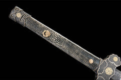 牡丹花开唐刀 chinese sword product detail image 6 showing blade, saya, and fittings