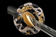 金纹赤刃 katana product detail image 6 showing blade, saya, and fittings