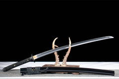 丹心墨刃 katana product detail image 6 showing blade, saya, and fittings