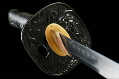 黑芒斩 katana product detail image 6 showing blade, saya, and fittings