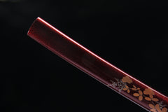 Burgundy Flourish 5160 spring steel katana in burgundy / red product photo 7