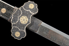 牡丹花开唐刀 chinese sword product detail image 7 showing blade, saya, and fittings