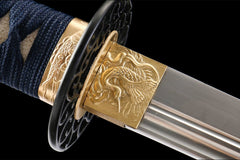 青渊耀金 katana product detail image 7 showing blade, saya, and fittings