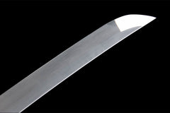 黑金扇影 wakizashi product detail image 7 showing blade, saya, and fittings
