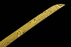 Handle and habaki detail of 青冥引 with dark iron tsuba and blade base
