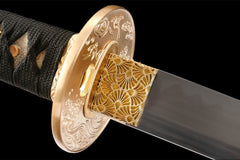 黑金蓝绫 katana product detail image 7 showing blade, saya, and fittings