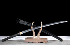 丹心墨刃 katana product detail image 7 showing blade, saya, and fittings