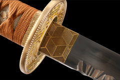 黑金棕络 katana product detail image 7 showing blade, saya, and fittings