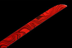Handle and habaki detail of 蚀骨红莲 with floral dragon tsuba and blade base