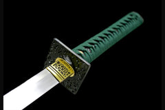 绿幽 chokuto product detail image 7 showing blade, saya, and fittings