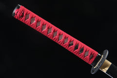 Burgundy Flourish 5160 spring steel katana in burgundy / red product photo 8