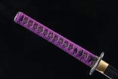 Amethyst Bloom 5160 spring steel katana in amethyst purple / multicolor cord product photo 8