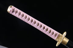 Rose Mist 5160 spring steel katana in blush pink / white mottle product photo 8
