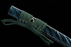 Saya mouth and cord detail of 青冥引 showing the lacquer finish and sageo