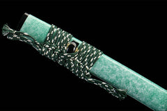 Saya mouth and cord detail of 惊蛰 showing the lacquer finish and wrapped sageo