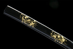 Saya mouth and cord detail of 断鸿 showing the lacquer finish and sageo
