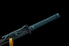绿幽 chokuto product detail image 8 showing blade, saya, and fittings