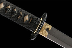 焰金黑柄 katana product detail image 8 showing blade, saya, and fittings