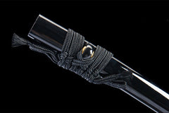 黑金扇影 wakizashi product detail image 8 showing blade, saya, and fittings